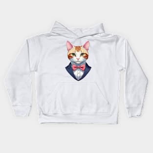 Fancy Cat with Bowtie no.2 Kids Hoodie